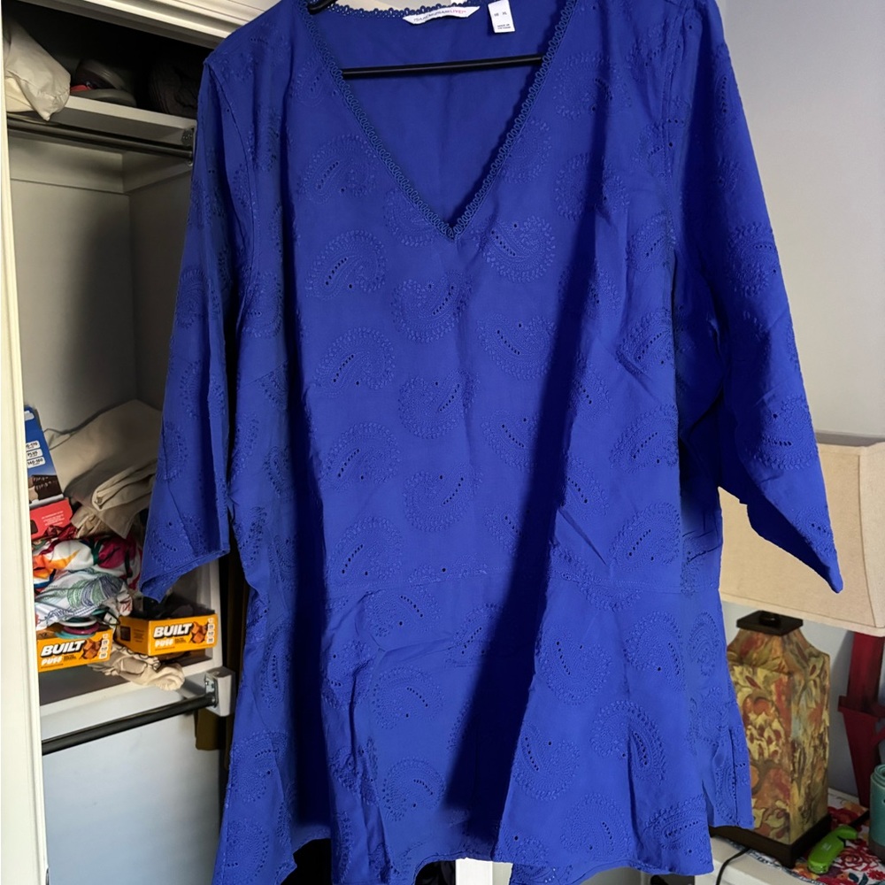 Isaac Mizrahi Blue 3/4 Sleeve Relaxed Tunic